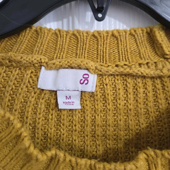 So Women's Knitted Sweater Dark Yellow Size Medium Boho Fall Winter Warm - Picture 6 of 10